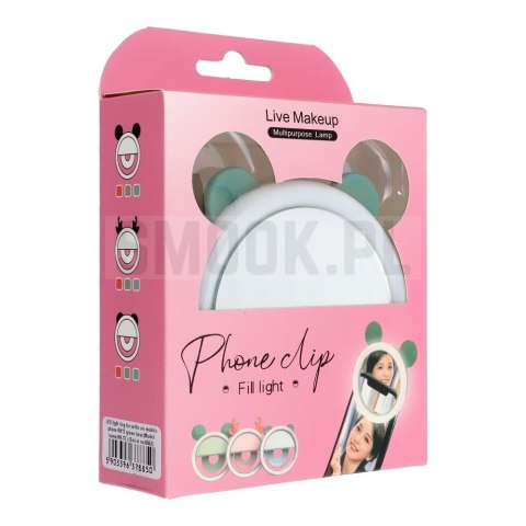 Lampa LED Ring do selfie na telefon RK12 zielony miś Lampa LED Ring do selfie na telefon RK12 zielony miś