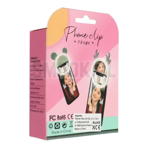 Lampa LED Ring do selfie na telefon RK12 zielony miś Lampa LED Ring do selfie na telefon RK12 zielony miś
