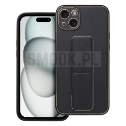 Futerał LEATHER CASE KICKSTAND do IPHONE 15 Plus czarny