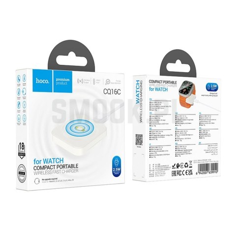 HOCO ładowarka indukcyjna kompatybilna z APPLE iWatch 2,5W CQ16C biała HOCO ładowarka indukcyjna kompatybilna z APPLE iWatch 2,5W CQ16C biała