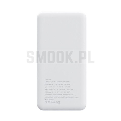 PURIDEA powerbank 10 000 mAh PD QC3.0 3A 20W Q6 biały PURIDEA powerbank 10 000 mAh PD QC3.0 3A 20W Q6 biały