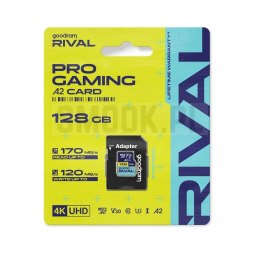 GOODRAM RIVAL Karta pamięci microSD 128GB 100MB/s class 10 UHS-I U3 V30 A2 z adapterem SD