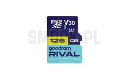 GOODRAM RIVAL Karta pamięci microSD 128GB 100MB/s class 10 UHS-I U3 V30 z adapterem SD