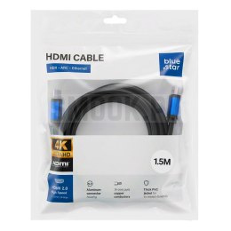 Kabel HDMI 2.0 Blue Star 4K 120Hz - High Speed, HDR, ARC, Ethernet, AWM, 18Gbps 1,5 m czarny