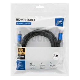 Kabel HDMI 2.0 Blue Star 4K 120Hz - High Speed, HDR, ARC, Ethernet, AWM, 18Gbps 3 m czarny