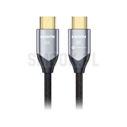 Kabel HDMI 2.1 Forcell Cafule 8K 60Hz / 4K 120Hz - Ultra High Speed, HDR, eARC, VRR, 48Gbps 1 m czarny 0INT