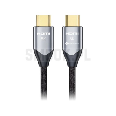 Kabel HDMI 2.1 Forcell Cafule 8K 60Hz / 4K 120Hz - Ultra High Speed, HDR, eARC, VRR, 48Gbps 2 m czarny 0INT