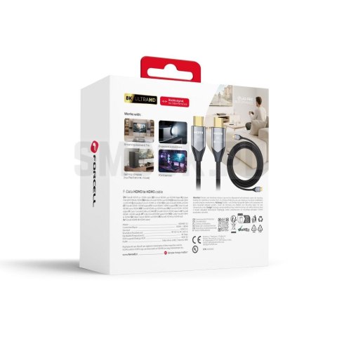 Kabel HDMI 2.1 Forcell Cafule 8K 60Hz / 4K 120Hz - Ultra High Speed, HDR, eARC, VRR, 48Gbps 5 m czarny 0INT