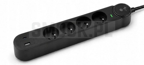 Listwa zasilająca 4 gniazda + USB A + USB C Art FU915 3 m czarna