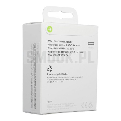 Oryginalna ładowarka sieciowa Apple MHJE3ZM/A A2347 Typ C 20W biała blister