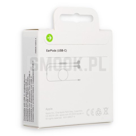Oryginalne Słuchawki przewodowe douszne Apple A3046 Earpods MYQY3ZM/A USB C blister białe