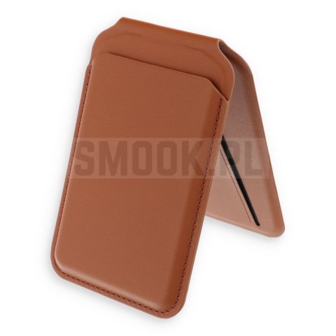 Portfel z podstawką ze skóry kompatybilny z MagSafe Satechi Vegan Leather Wallet Stand brązowy