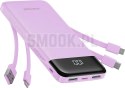 Powerbank 5V 3A 10000 mAh z wbudowanymi kablami USB A / USB C / Lightning / Micro USB Charmast W1148 fioletowy OINT