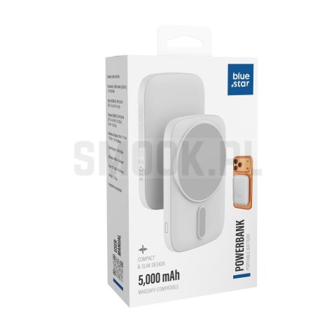 Powerbank zgodny z MagSafe Blue Star Slim DG-P8 15W 5000 mAh biały