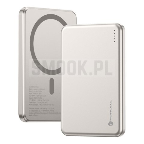 Powerbank zgodny z MagSafe Forcell F-Energy Slim F5K9 QC4.0 PD3.0 15W 5000 mAh cloud dancer 0INT