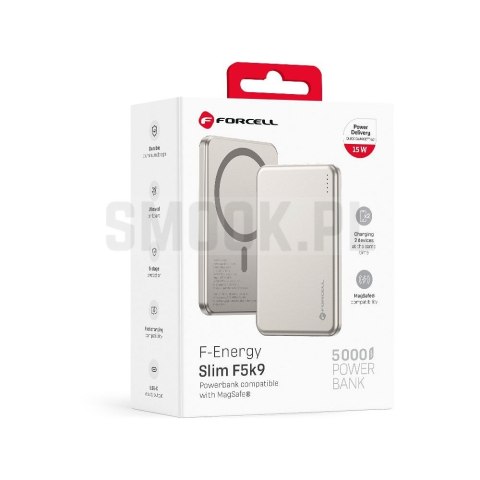Powerbank zgodny z MagSafe Forcell F-Energy Slim F5K9 QC4.0 PD3.0 15W 5000 mAh cloud dancer 0INT