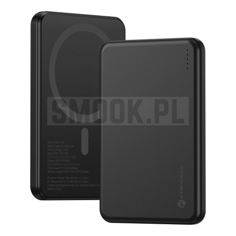 Powerbank zgodny z MagSafe Forcell F-Energy Slim F5K9 QC4.0 PD3.0 15W 5000 mAh czarny 0INT
