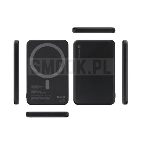 Powerbank zgodny z MagSafe Forcell F-Energy Slim F5K9 QC4.0 PD3.0 15W 5000 mAh czarny 0INT
