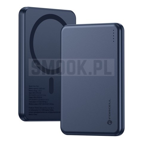 Powerbank zgodny z MagSafe Forcell F-Energy Slim F5K9 QC4.0 PD3.0 15W 5000 mAh granatowy 0INT