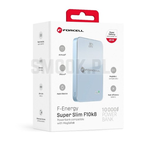 Powerbank zgodny z MagSafe Forcell F-Energy SuperSlim F10K8 QC4.0 PD3.0 15W 10000 mAh niebieski 0INT