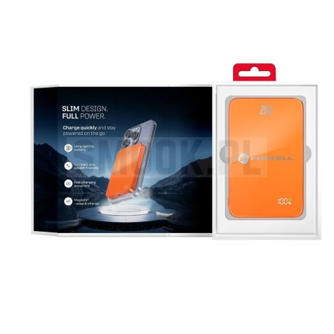 Powerbank zgodny z MagSafe Forcell F-Energy SuperSlim F10K8 QC4.0 PD3.0 15W 10000 mAh pomarańczowy 0INT