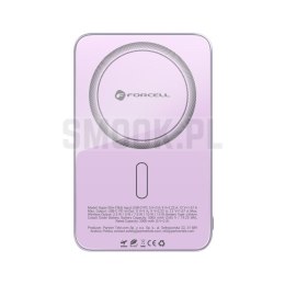Powerbank zgodny z MagSafe Forcell F-Energy SuperSlim F5K8 QC4.0 PD3.0 15W 5000 mAh fioletowy 0INT