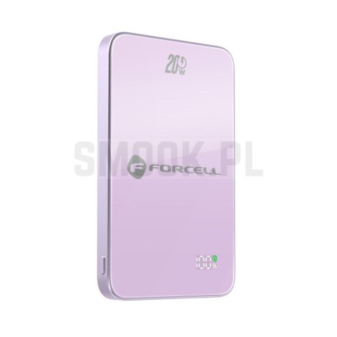 Powerbank zgodny z MagSafe Forcell F-Energy SuperSlim F5K8 QC4.0 PD3.0 15W 5000 mAh fioletowy 0INT