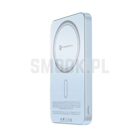 Powerbank zgodny z MagSafe Forcell F-Energy SuperSlim F5K8 QC4.0 PD3.0 15W 5000 mAh niebieski 0INT