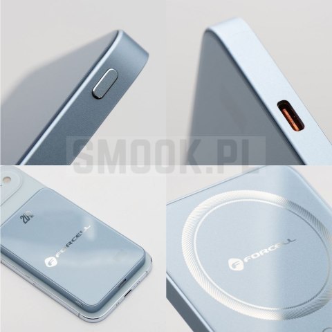 Powerbank zgodny z MagSafe Forcell F-Energy SuperSlim F5K8 QC4.0 PD3.0 15W 5000 mAh niebieski 0INT