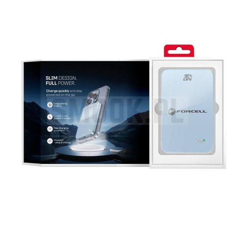 Powerbank zgodny z MagSafe Forcell F-Energy SuperSlim F5K8 QC4.0 PD3.0 15W 5000 mAh niebieski 0INT