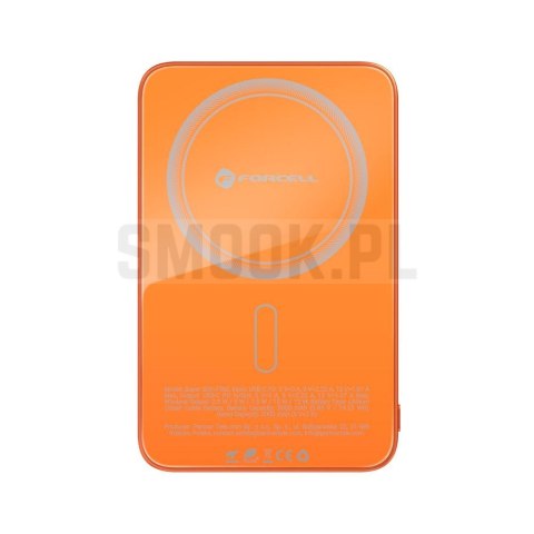 Powerbank zgodny z MagSafe Forcell F-Energy SuperSlim F5K8 QC4.0 PD3.0 15W 5000 mAh pomarańczowy 0INT