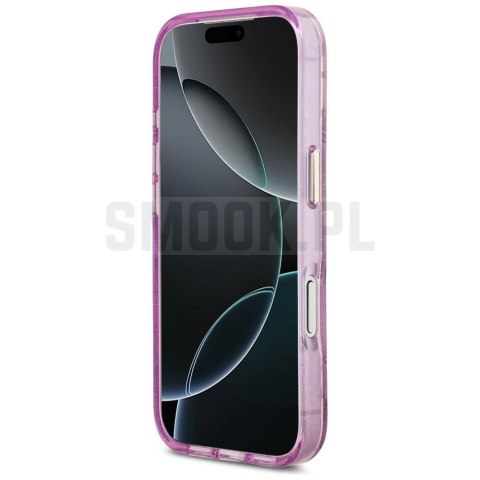 GUESS futerał do IPHONE 17 Pro Max kompatybilny z MagSafe GUHMP17XHFLPEDU (IML Metal Glitter Flowers Triangle) fioletowy