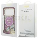 GUESS futerał do IPHONE 17 Pro Max kompatybilny z MagSafe GUHMP17XHFLPEDU (IML Metal Glitter Flowers Triangle) fioletowy