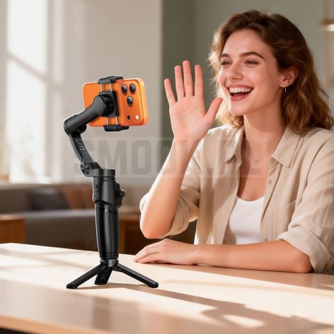 Gimbal z 3-osiową stabilizacją z pilotem bezprzewodowym Hoco K91 czarny