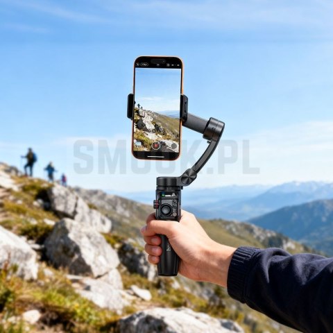 Gimbal z 3-osiową stabilizacją z pilotem bezprzewodowym Hoco K91 czarny