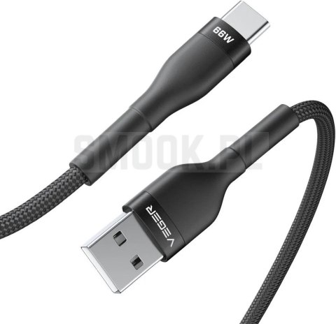 Kabel USB A do Typ C VEGER PD 11V 6A 66W AC04 1,2 m czarny