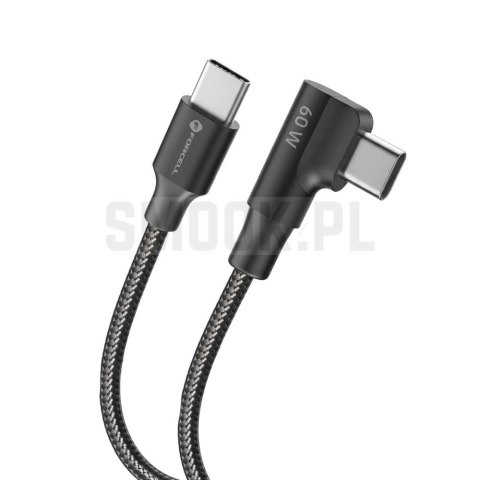 Kabel USB C do USB C Forcell F-Energy QC4.0 PD 3A 60W Cafule 90° 1,2 m CC-1Deg czarny 0INT
