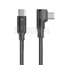 Kabel USB C do USB C Forcell F-Energy QC4.0 PD 5A 100W Cafule 90° 1,2 m CC-1Deg czarny 0INT