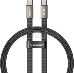 Kabel płaski USB C do USB C VEGER PD 3A 60W 1,2 m CC06-MTB czarny
