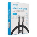 Kabel płaski USB C do USB C VEGER PD 3A 60W 1,2 m CC06-MTB czarny