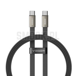 Kabel płaski USB C do USB C VEGER PD 5A 240W 1,5 m CC2-MTB czarny