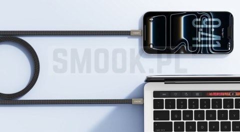 Kabel płaski USB C do USB C VEGER PD 5A 240W 1,5 m CC2-MTB czarny
