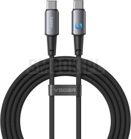 Kabel z diodą LED USB C do USB C VEGER PD 5A 240W 1,5 m CC2-ZSD czarny