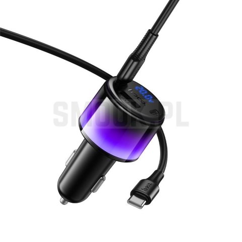 Ładowarka samochodowa Hoco USB A + 2x USB C QC3.0 PD 37W + kabel USB C do C Z69A czarna