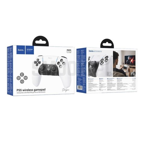 Pad bezprzewodowy do PS5 kompatybilny z grami PS5/PS4 Hoco GA32 biały