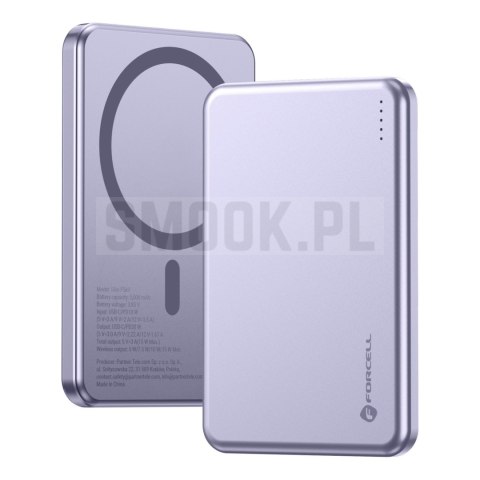 Powerbank zgodny z MagSafe Forcell F-Energy Slim F5K9 QC4.0 PD3.0 15W 5000 mAh fioletowy 0INT