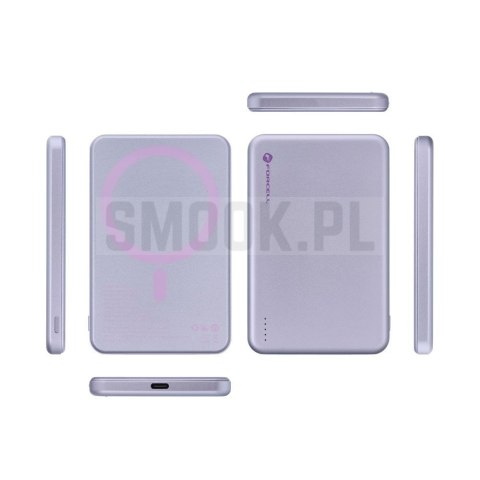 Powerbank zgodny z MagSafe Forcell F-Energy Slim F5K9 QC4.0 PD3.0 15W 5000 mAh fioletowy 0INT