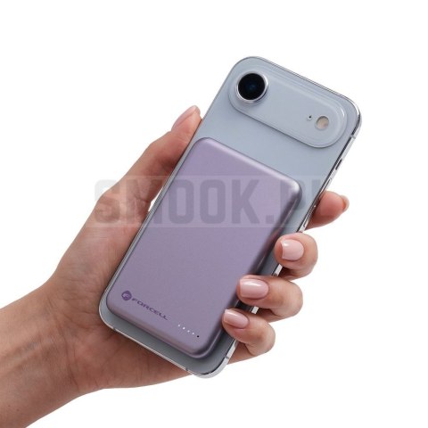 Powerbank zgodny z MagSafe Forcell F-Energy Slim F5K9 QC4.0 PD3.0 15W 5000 mAh fioletowy 0INT
