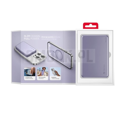 Powerbank zgodny z MagSafe Forcell F-Energy Slim F5K9 QC4.0 PD3.0 15W 5000 mAh fioletowy 0INT