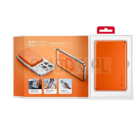 Powerbank zgodny z MagSafe Forcell F-Energy Slim F5K9 QC4.0 PD3.0 15W 5000 mAh pomarańczowy 0INT
